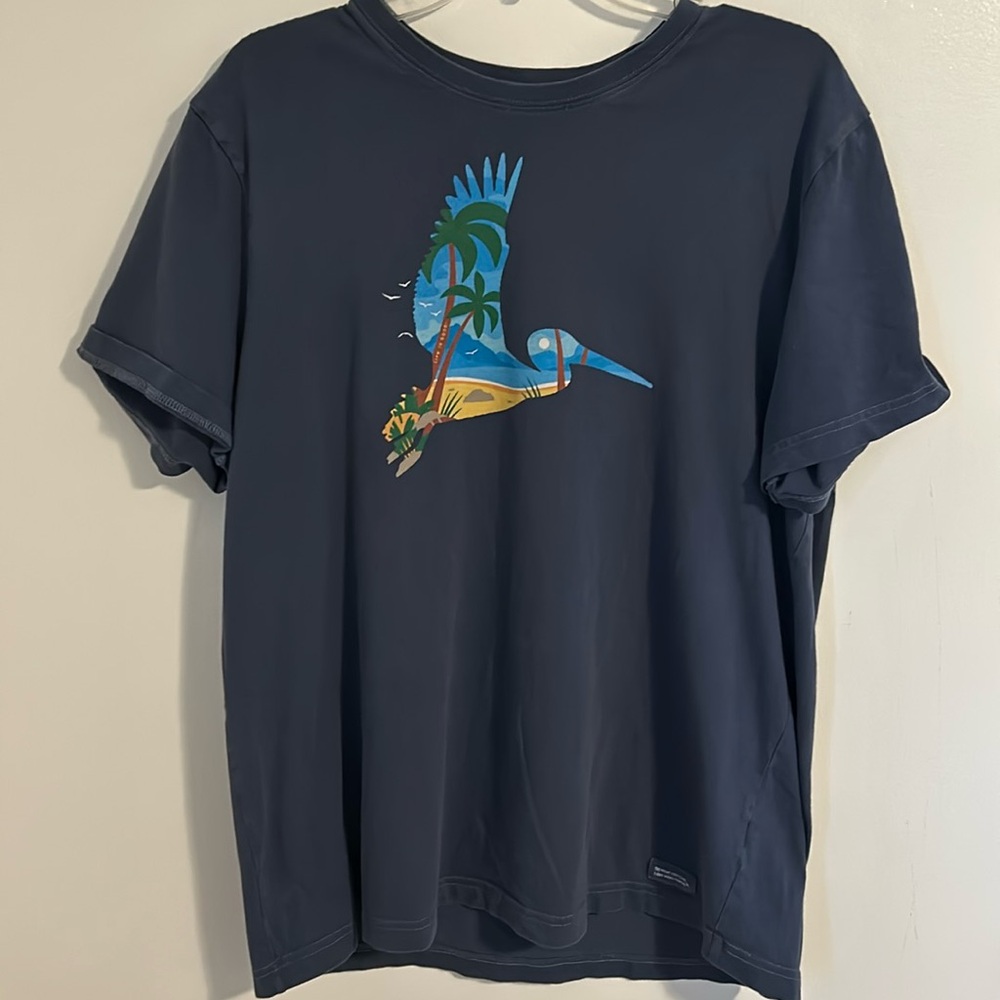 Life Is Good Navy Blue Short Sleeve Tee with Pelican Graphic